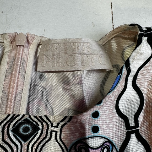 Peter Pilotto Pink Kia Blush Artsy Abstract 100% Silk Short Sleeve Shirt Size 6 - Picture 8 of 13